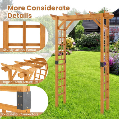 Giantex 7FT Wood Garden Arbor Trellis, Wooden Wedding Arch for Ceremony Party, Outdoor Archway