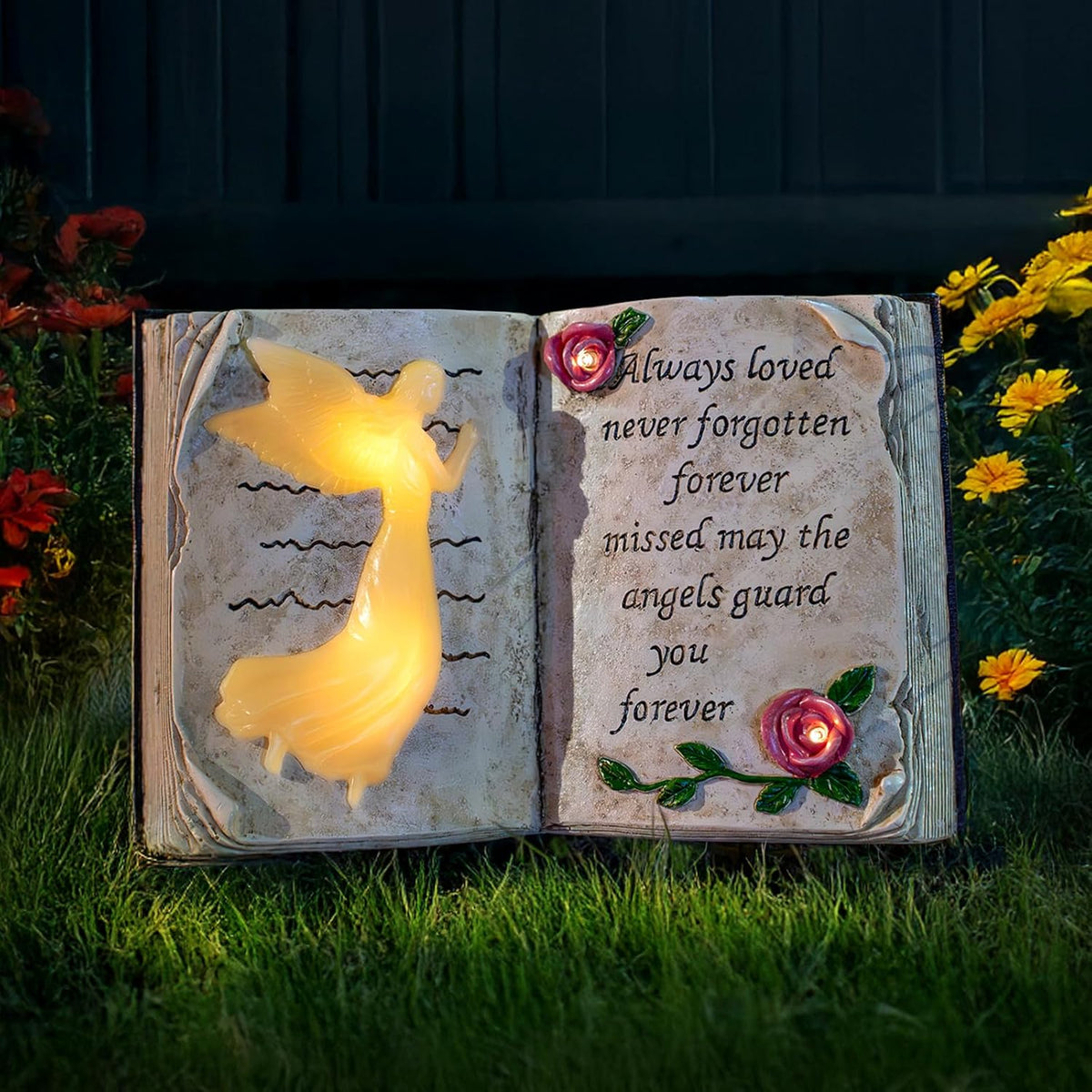Outdoor Solar Angel Garden Stakes Lights, Waterproof Memorial Grave Decorations Gifts for Cemetery