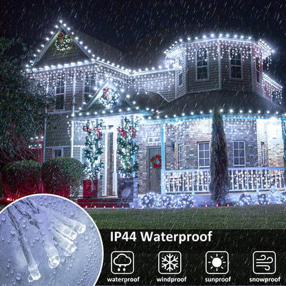 Icicle Christmas Lights, 98FT 1216 LED Icicle Lights for Outside with 228 Drops, 8 Modes Waterproof