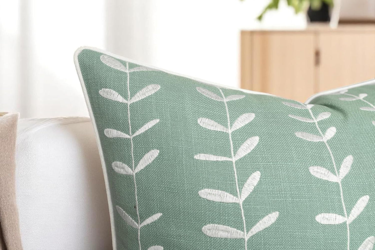 VAGMINE Embroidered Lollipop Cushion Cover - 20x20 Inches Square - 100% Cotton Light Teal Throw