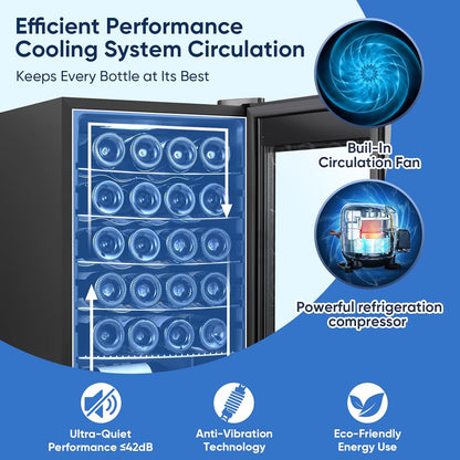 24 Bottle Compressor Wine Cooler Refrigerator with Lock, Freestanding Wine Fridge, 41°F-64°F