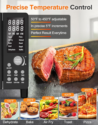 Nuwave Bravo Pro Smart Air Fryer Toaster Oven Combo, Airfryer Convection Oven Countertop, 12-in-1