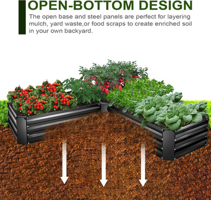 EDOSTORY Raised Bed Garden Bed Kit, 5x5x1ft Galvanized Planter Tall Raised Garden Boxes Outdoor