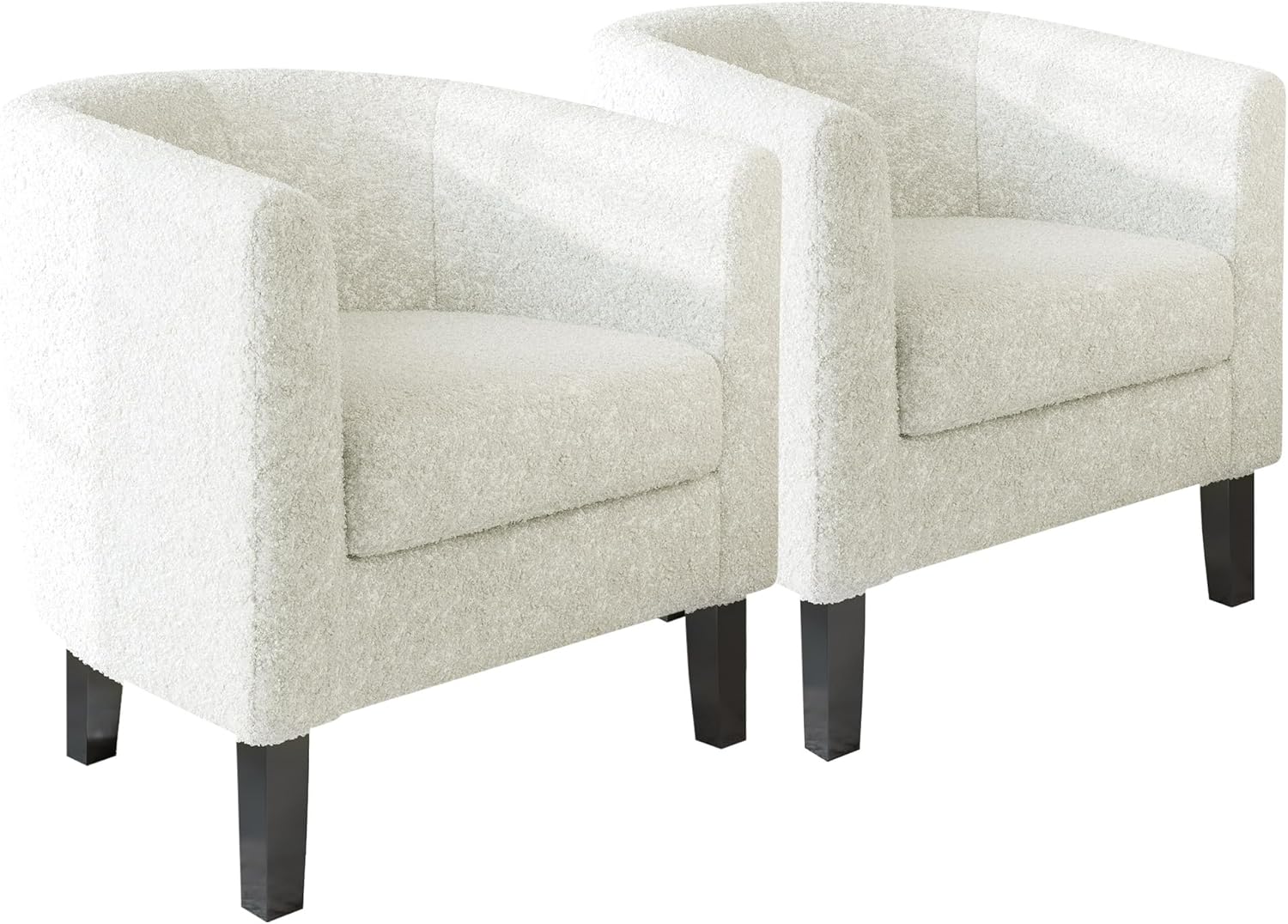 BELLEZE Accent Barrel Chair Set of 2, Linen Round Chair Club Tub Sofa Corner Chair with Flared Legs