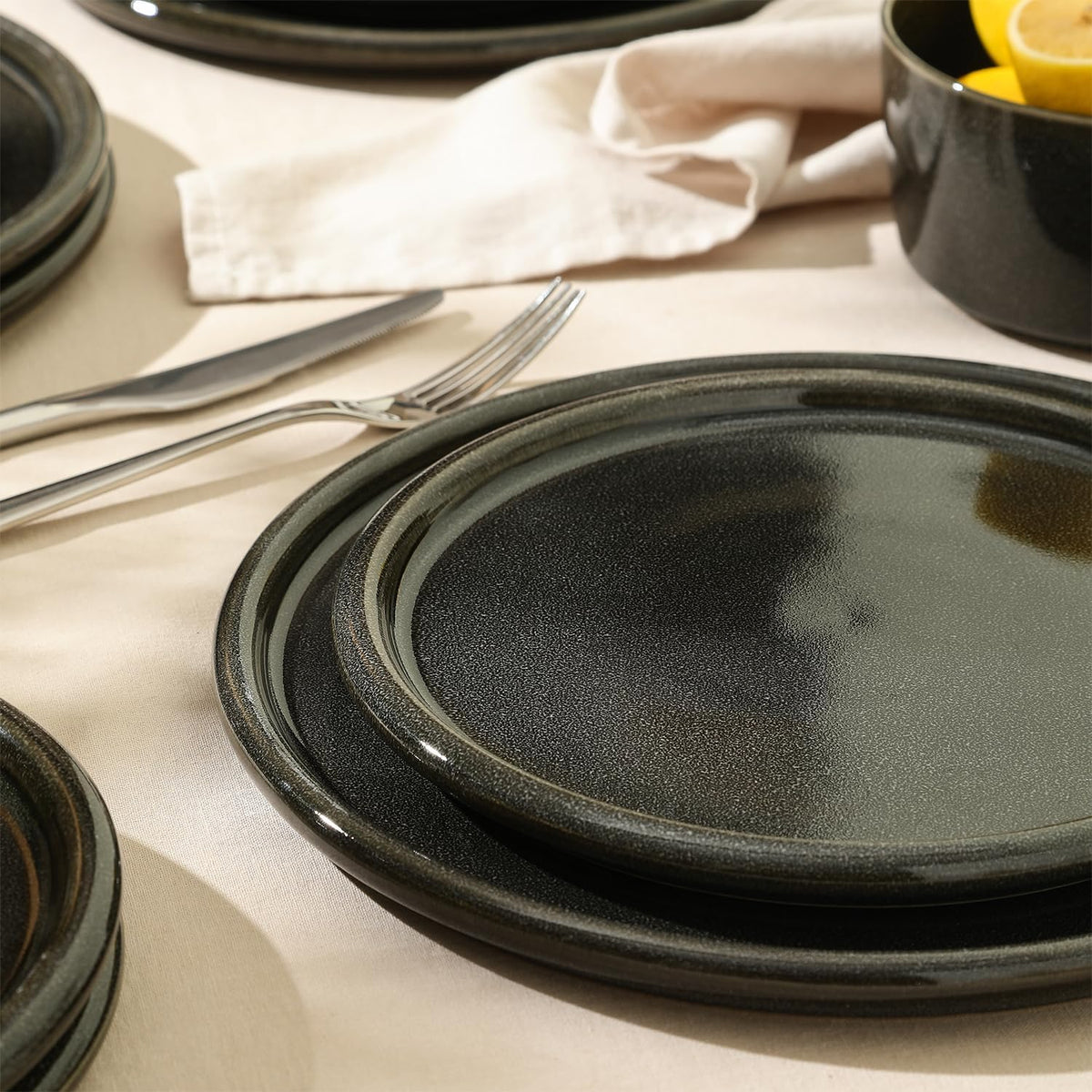 Stone Lain Eden 12-Piece Dinnerware Set Stoneware, Plates and Bowls Set, Dishwasher and Microwave