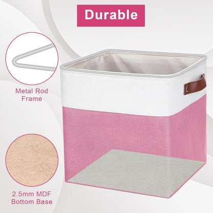 Collapsible Fabric Storage Cubes 11x11 Cube Storage Bins, 4 Pack Closet Baskets Box with Handles
