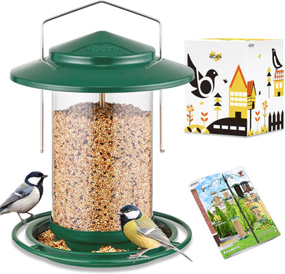 iBorn Metal Bird Feeders for Outdoors Hanging,Wild Bird Feeders for Cardinal,18cm Large Roof&Tray