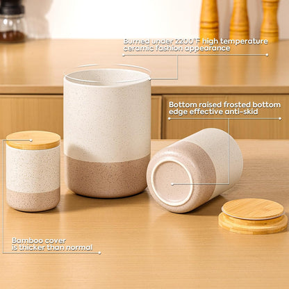 Yangbaga Canisters Sets for Kitchen Countertop-Set of 4 Ceramic Kitchen Canisters Food Storage Jar