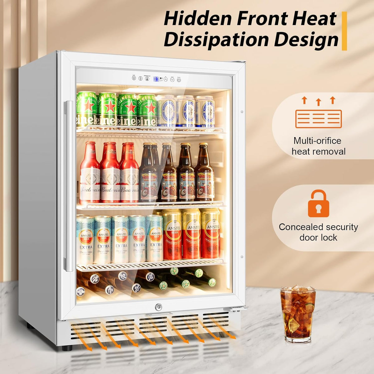 Tylza Beverage Refrigerator 24 Inch, Under Counter/Freestanding Drink Fridge, 190 Cans Beverage