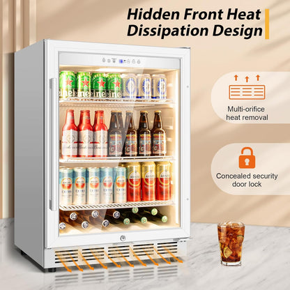 Tylza Beverage Refrigerator 24 Inch, Under Counter/Freestanding Drink Fridge, 190 Cans Beverage