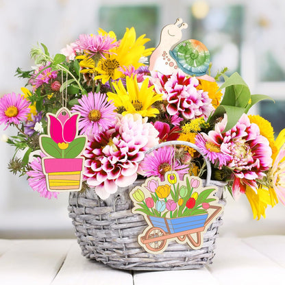 80PCS Wooden Spring Ornaments to Paint, 10 Styles DIY Blank Unfinished Wood Flower Cutouts
