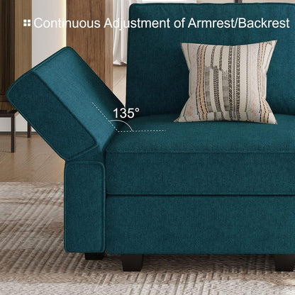 Belffin Terry Fabric Modular Sectional Sleeper Sofa Bed with Storage Convertible Sectional Couches