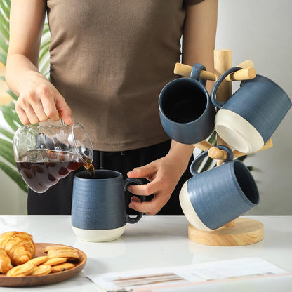 Hasense Ceramic Large Coffee Mugs Set of 4-15 Ounce Porcelain Coffee Cups Set with Handle Perfect