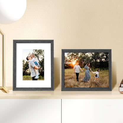 upsimples 8x10 Picture Frame, Natural Solid Wooden Picture Frames, Display 5x7 with Mat or 8 x 10