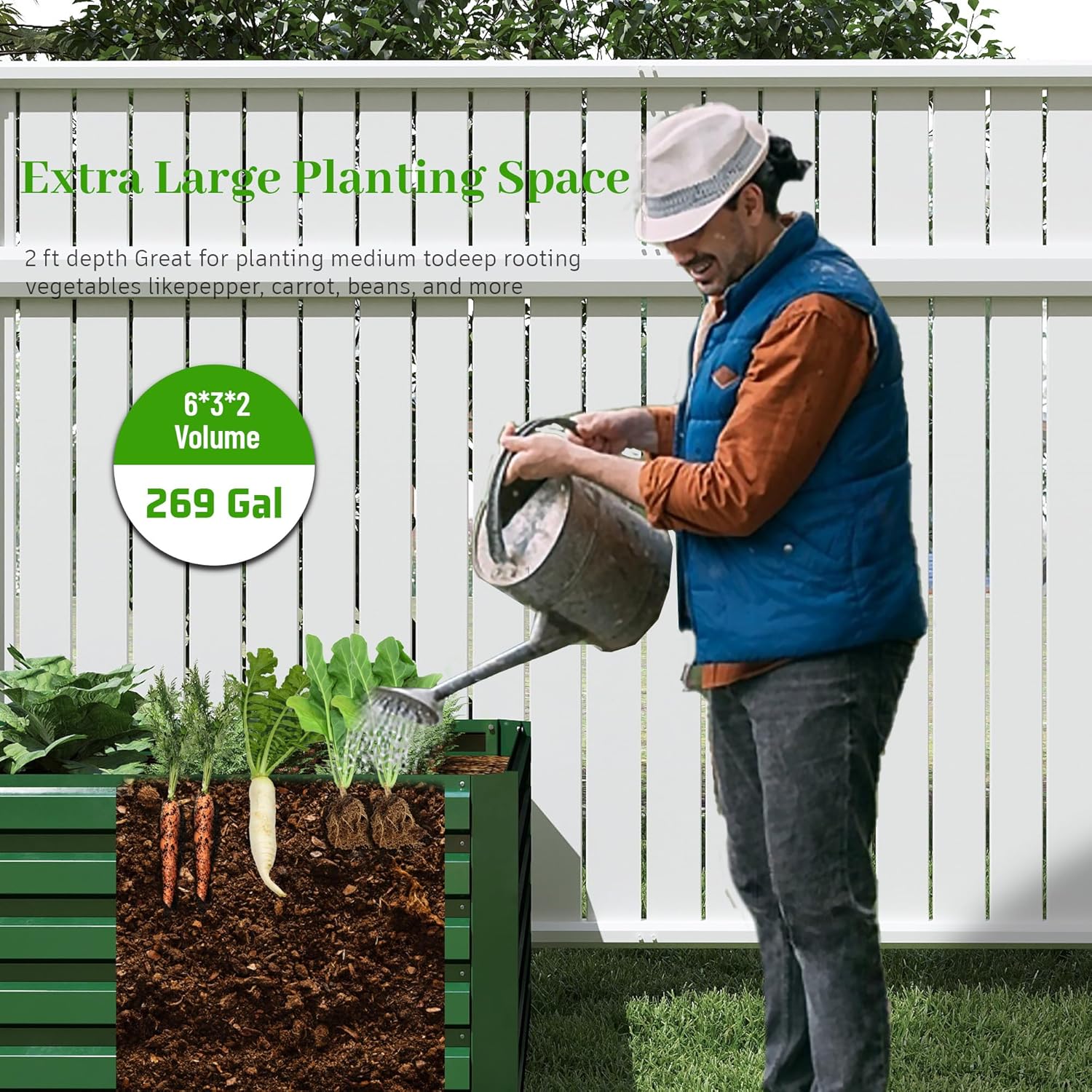 6x3x2 ft Raised Garden Bed, Large Metal Planter Raised Beds, Planters for Outdoor Plants for