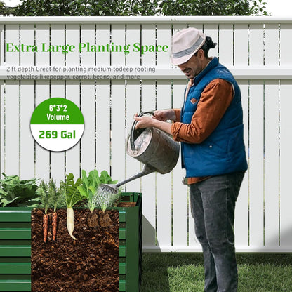 6x3x2 ft Raised Garden Bed, Large Metal Planter Raised Beds, Planters for Outdoor Plants for
