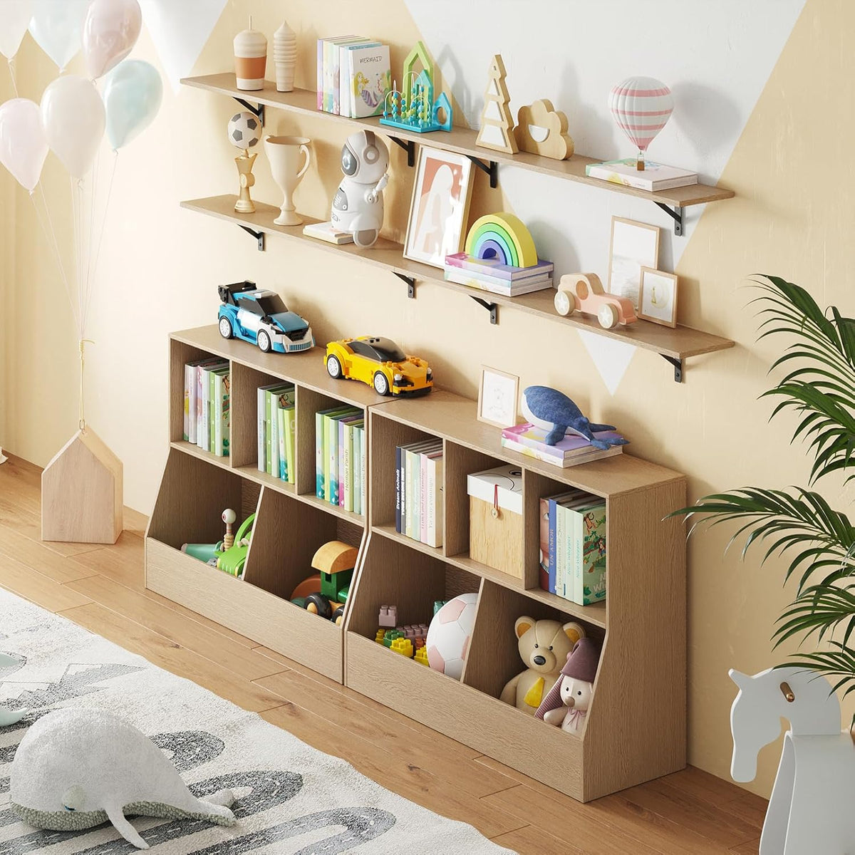 DINZI LVJ Long Wall Shelves, 31.5 Inch Wall Mounted Shelves Set of 2, Easy-to-Install, Wall Storage