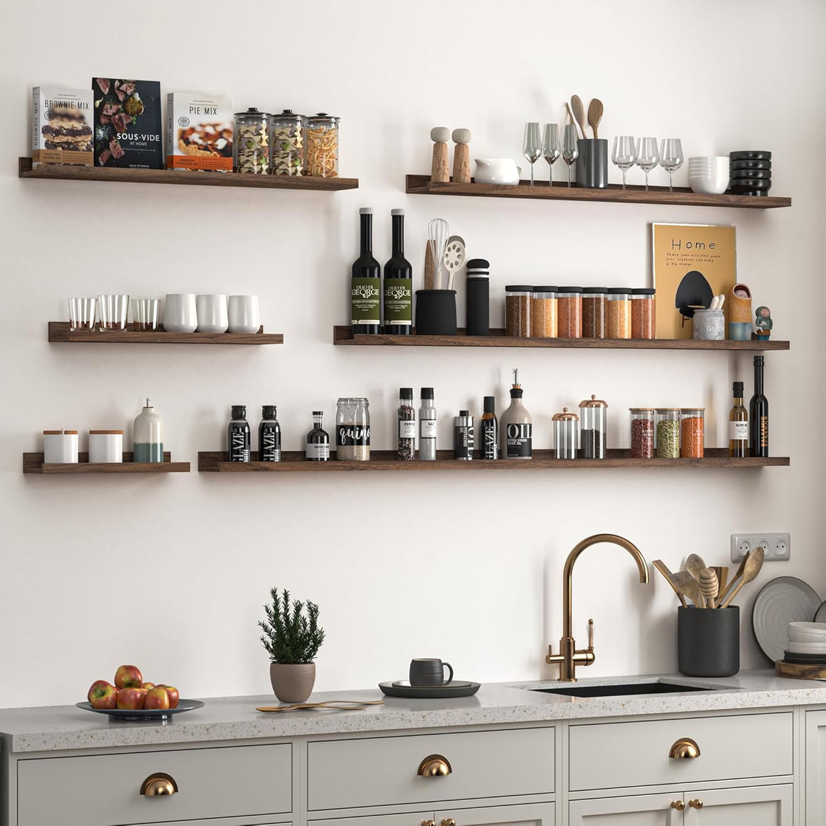 Heimlove Picture Ledge Shelf, Floating Shelves Set of 2, 36 Inches Picture Shelf for Wall with
