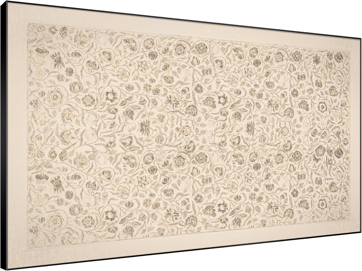 SIGNWIN 46"x72" Extra Large Framed Wall Art Vintage Botanical Sketch with Detailed Floral Pattern