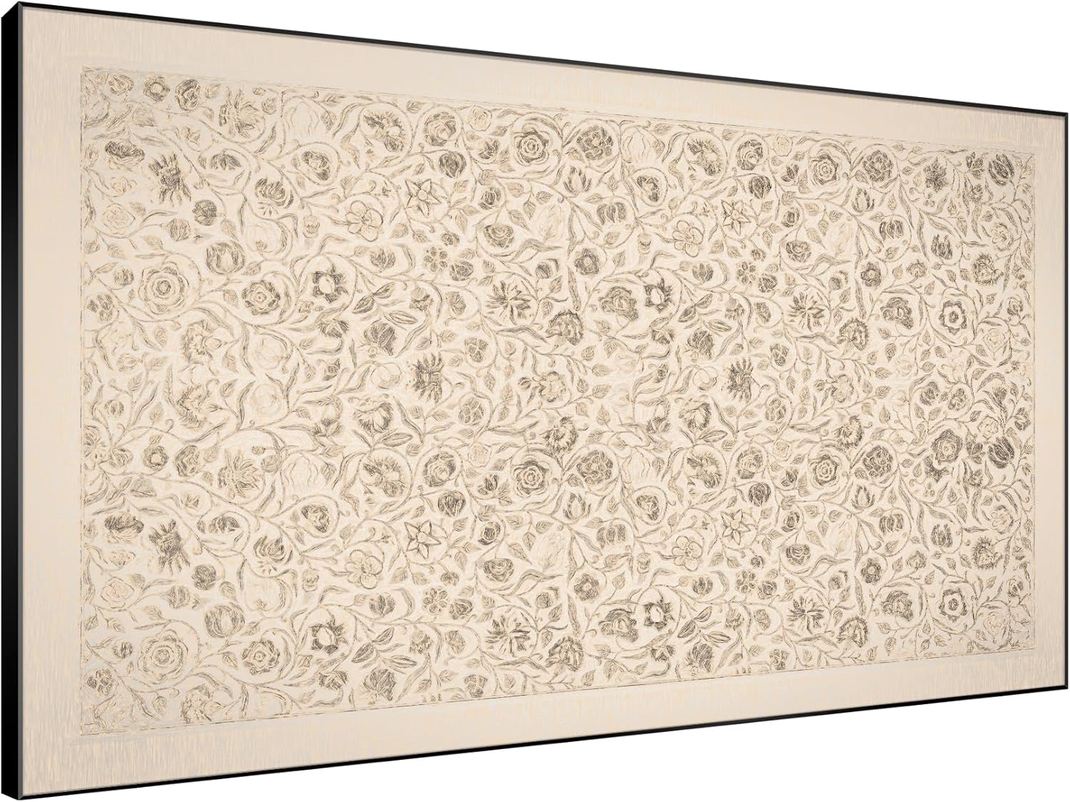 SIGNWIN 46"x72" Extra Large Framed Wall Art Vintage Botanical Sketch with Detailed Floral Pattern
