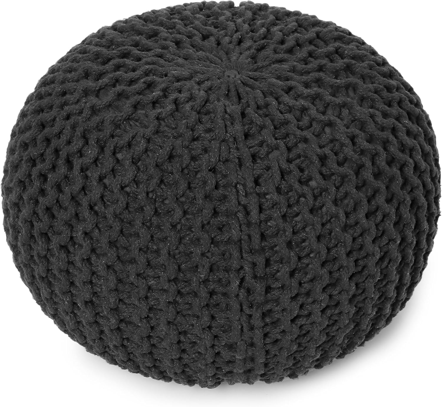 REDEARTH Round Pouf Foot Stool Ottoman - Cotton Hand Knitted Dori Pouffe - Cord Boho Home Décor