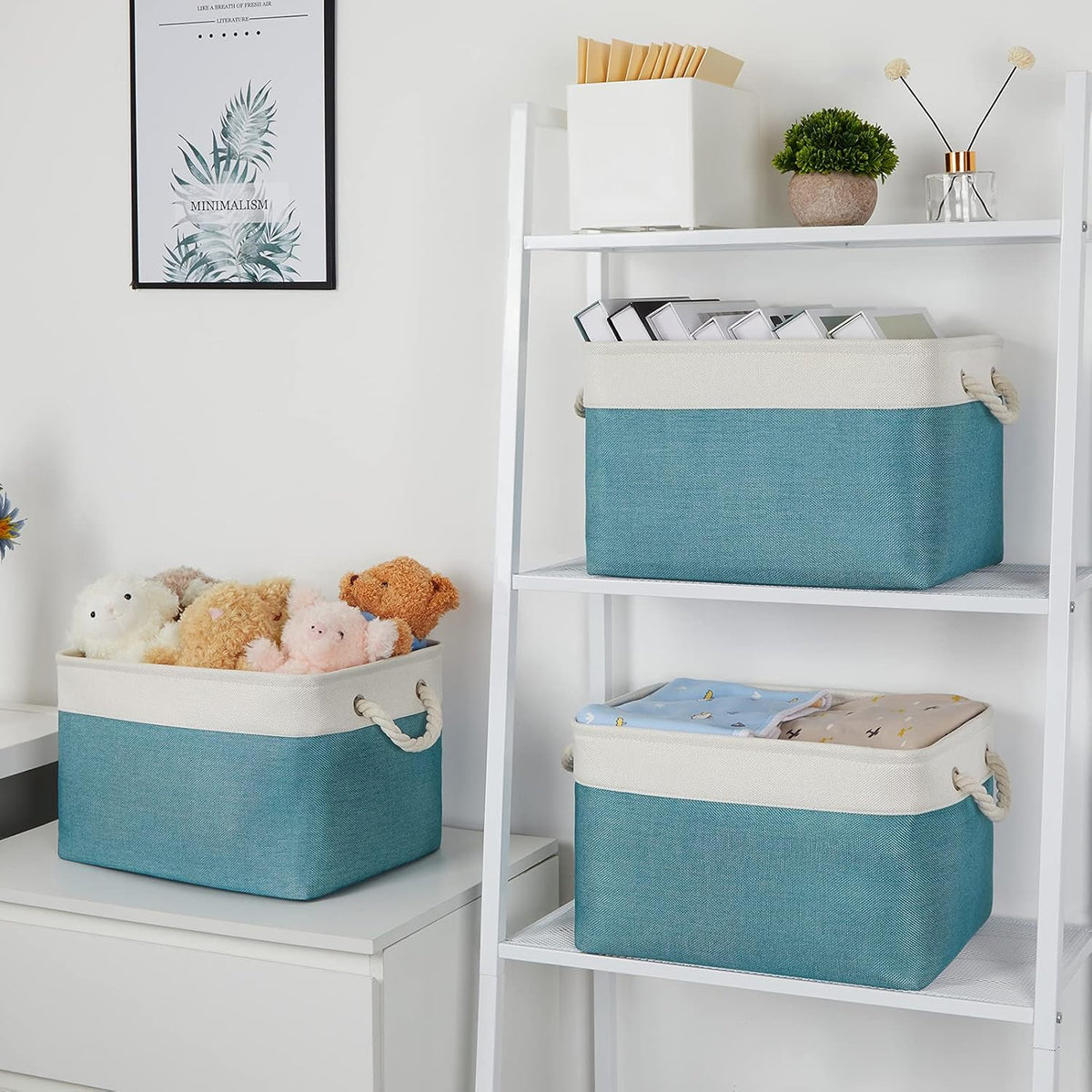 Bidtakay Basket Storage Bins with Handles Fabric Large Storage Baskets for Organizing Set of 3