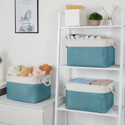 Bidtakay Basket Storage Bins with Handles Fabric Large Storage Baskets for Organizing Set of 3