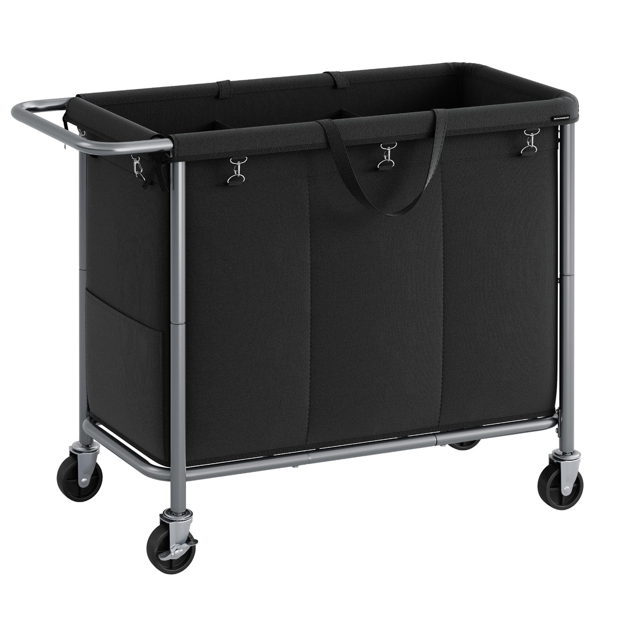 SONGMICS Laundry Basket with Wheels, 3-Section Rolling Laundry Hamper, 52.8 Gallons (200 L)