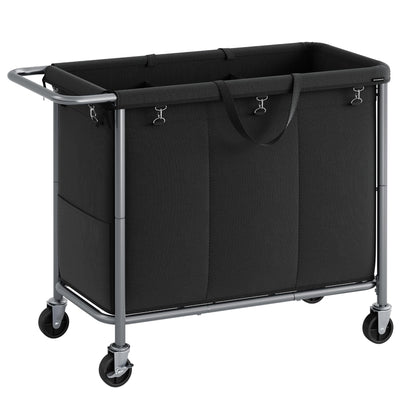 SONGMICS Laundry Basket with Wheels, 3-Section Rolling Laundry Hamper, 52.8 Gallons (200 L)