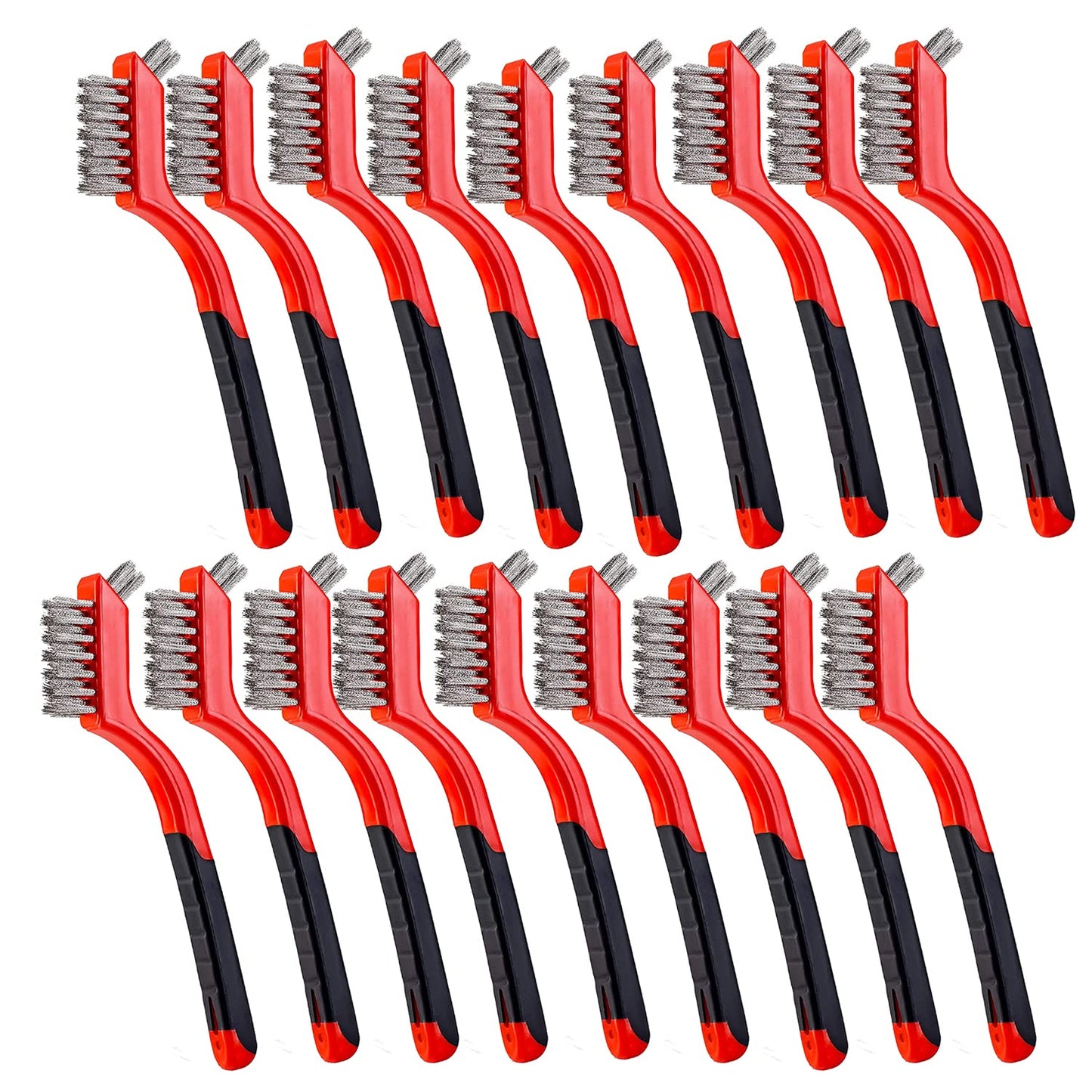 Wire Scratch Brush Set Soft Grip for Rust, Dirt & Paint Scrubbing with Deep Cleaning (18, 18PCS