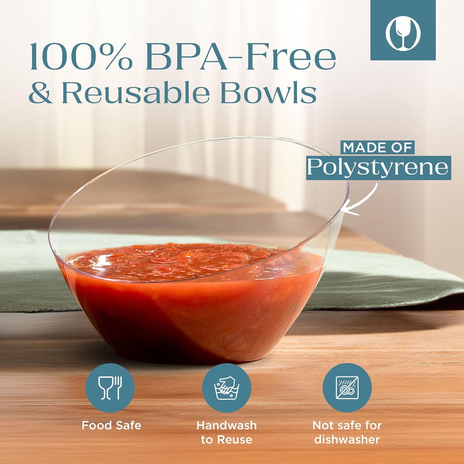 Posh Setting Clear Serving Bowls Small Hard Plastic Candy Bowl for Weddings, Buffet, Offices