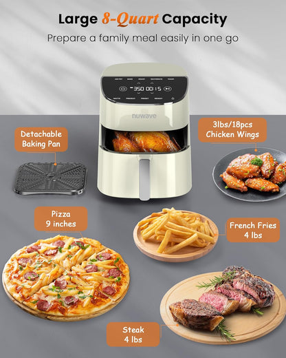 Nuwave Brio Plus Air Fryer 8 Qt, New & Improved, PFAS-FREE, 7 Digital One-Touch Cook Functions that