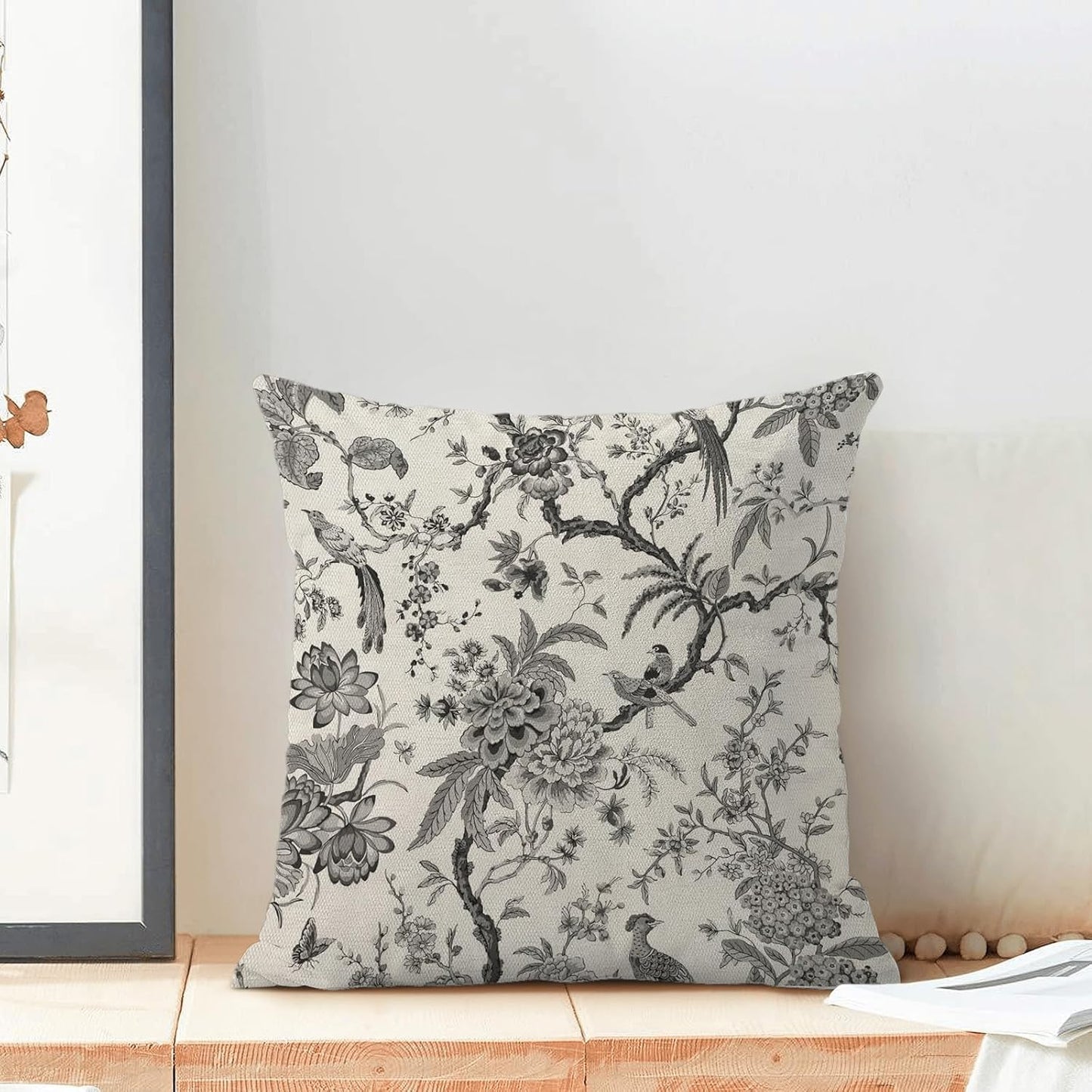 CXMEIFLY Spring Floral Birds Pillow Covers 20 x 20 Inch Set of 2 for Chinoiserie Flowers Decor