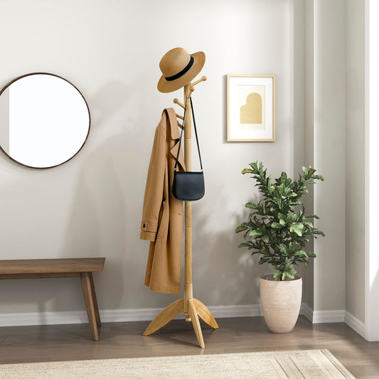 Lexicon Sturdy Solid Wood Coat Rack Stand with 11 Hanging Hooks for Hats,Scarves, Handbags, 7-Tier