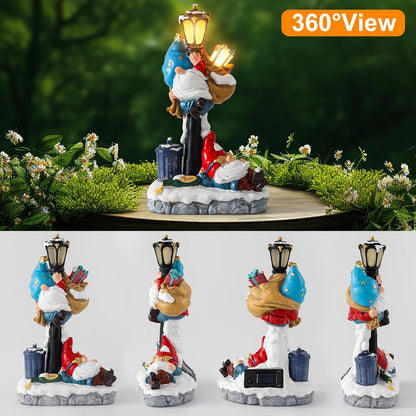 WINTS Solar Garden Gnome,Outdoor Gnome with Solar Lights Decor for Patio,Lawn,Yard,Balcony,Funny