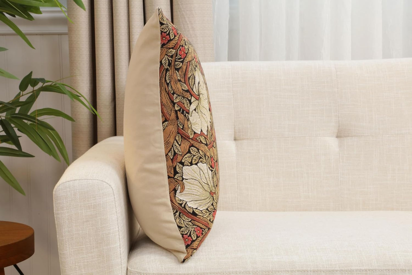 Charlotte Home Furnishings Pimpernel Tobacco Brown Floral Throw Pillow Cover 18” x 18” – Botanical