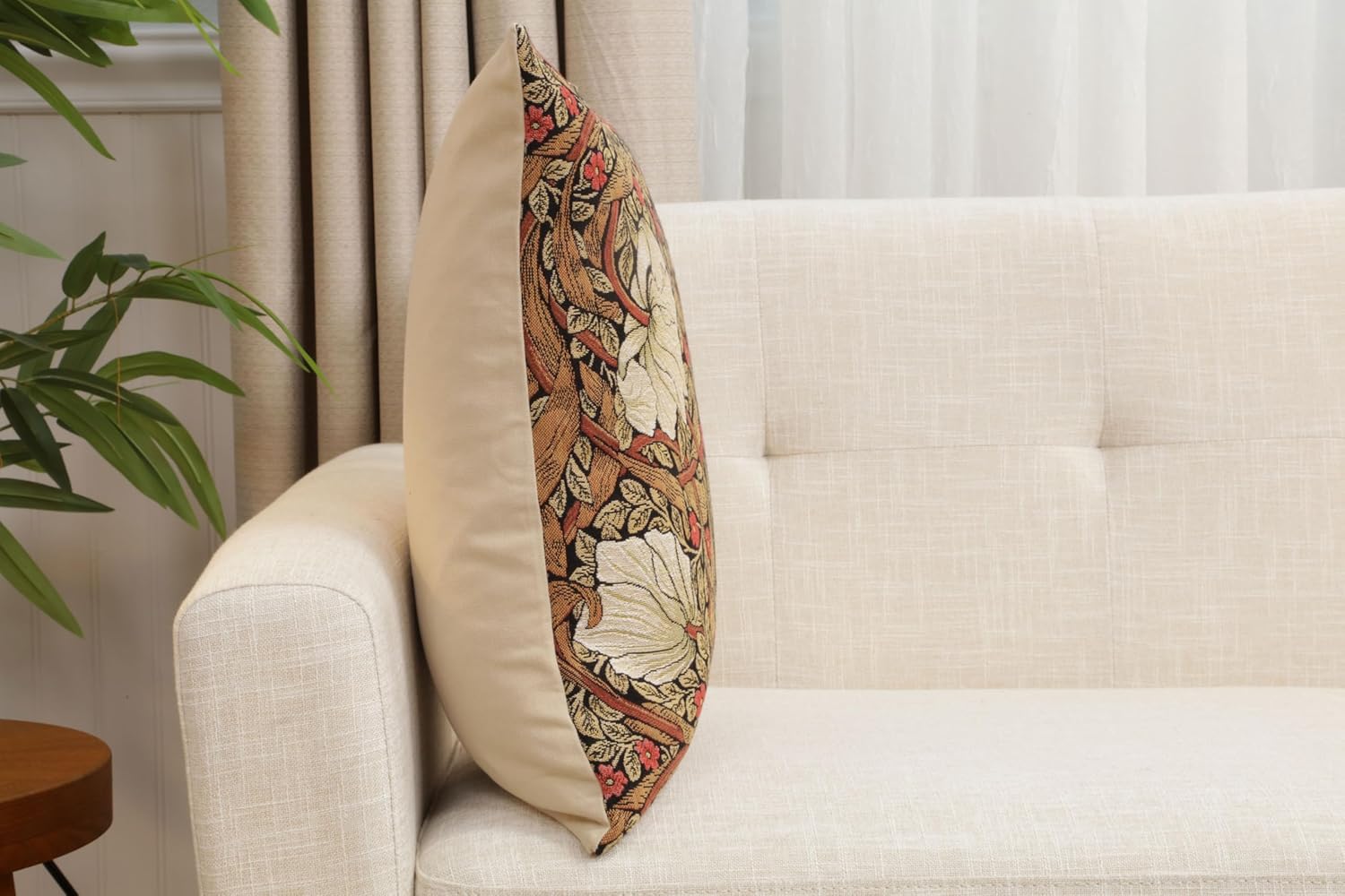 Charlotte Home Furnishings Pimpernel Tobacco Brown Floral Throw Pillow Cover 18” x 18” – Botanical