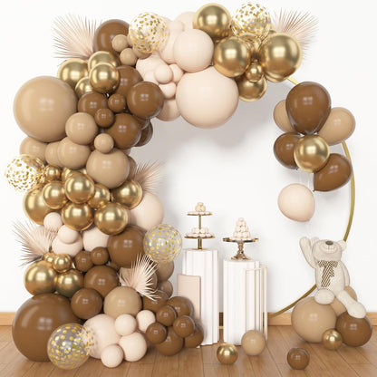 Amandir 153pcs Brown Balloon Garland Arch Kit, Different Sizes 18 12 10 5 inch Brown Nude Latex