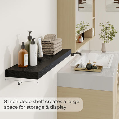 36 inch Floating Shelves Wall Shelves for Office with Invisible Brackets, 8 inch Deep Shelves for