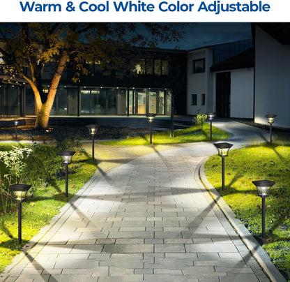 CINOTON 6 Pack RGBCW Solar Pathway Outdoor Lights, 3 Lighting Modes Solar LED Garden Light, IP65