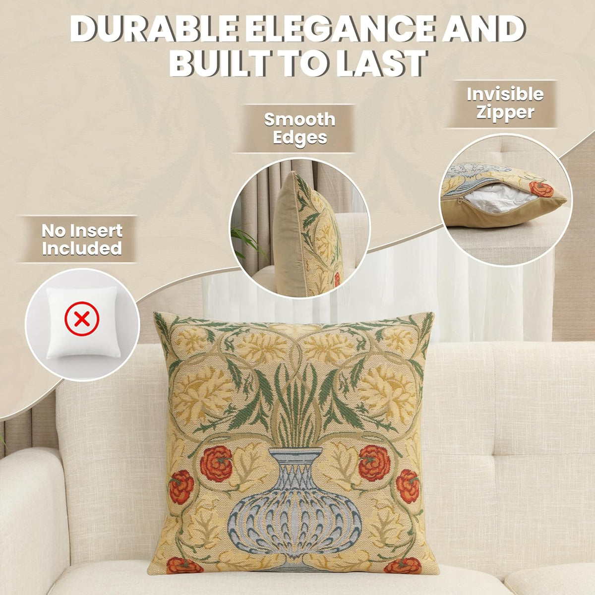 Charlotte Home Furnishings Throw Pillow Covers, Decorative Boho Pillow Covers for Couch, Living