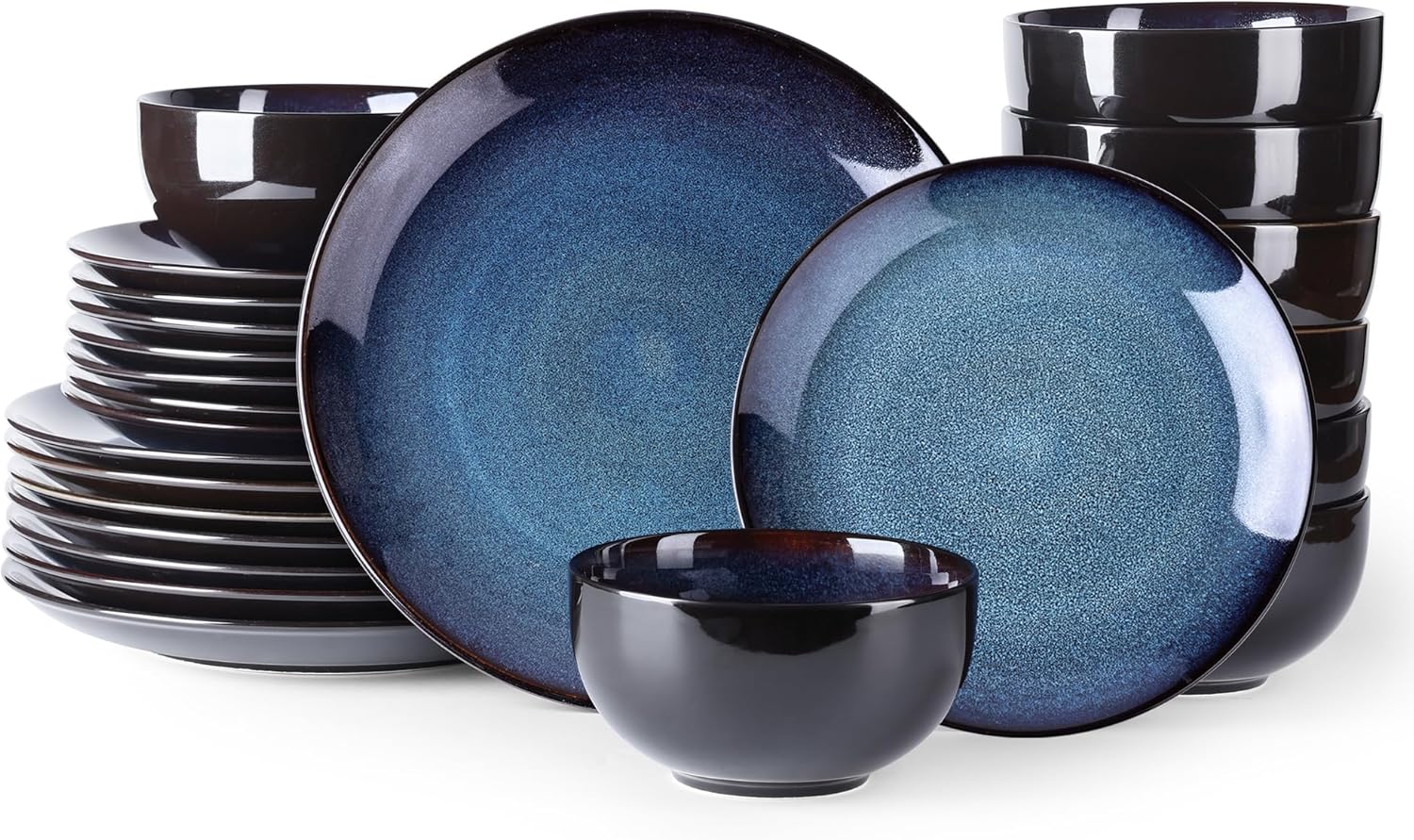 LERATIO Ceramic Dinnerware Sets for 8,Stoneware Plates and Bowls Sets,Handmade Reactive Glaze
