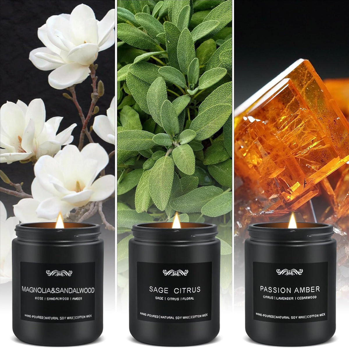 6 Pack Candles for Home Scented Aromatherapy Candles Gifts Set for Mens, Men Candle Set, 42 oz 300