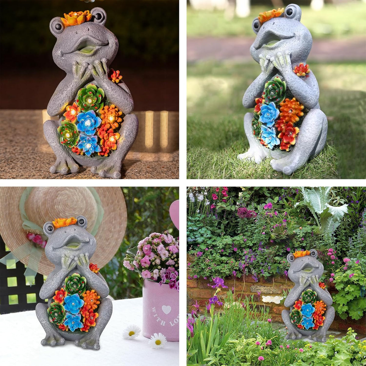 Frog Solar Figurine Light Statue Outdoor Gardening Gifts Decoration Garden Frogs Yard Decor Lamp