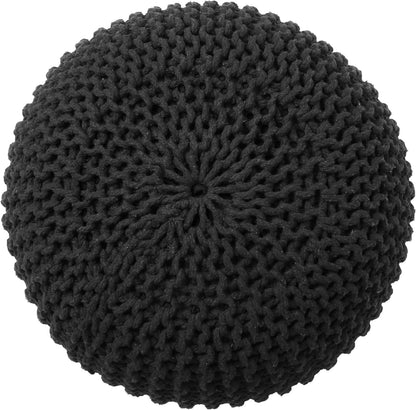 REDEARTH Round Pouf Foot Stool Ottoman - Cotton Hand Knitted Dori Pouffe - Cord Boho Home Décor