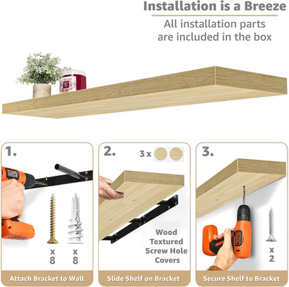 Sorbus Floating Shelves for Wall - 48 Inch Long Bathroom Shelves, Wall Decor for Bedroom, Kitchen