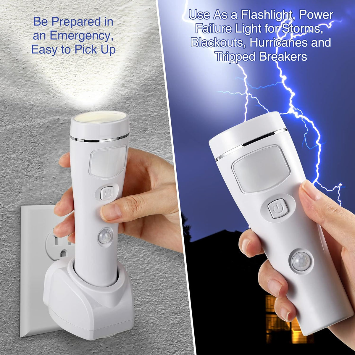 Enhon 4 in 1 LED Emergency Lights for Home Power Failure, 2 Pack Rechargeable Plug in Flashlight