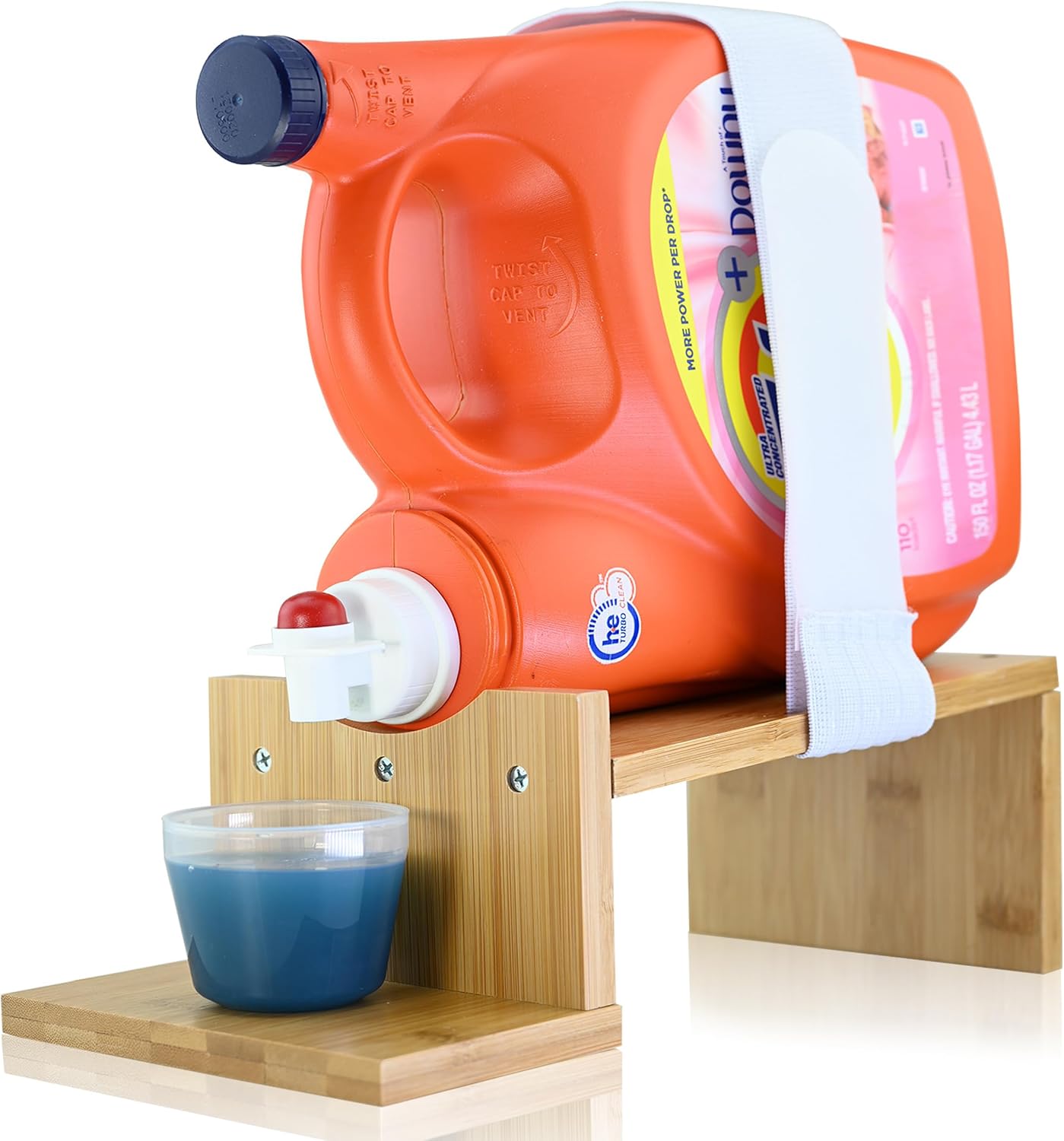 TidyFriend Laundry Detergent Dispenser with Tray & Strap, Laundry Soap Dispenser with Non-Slip