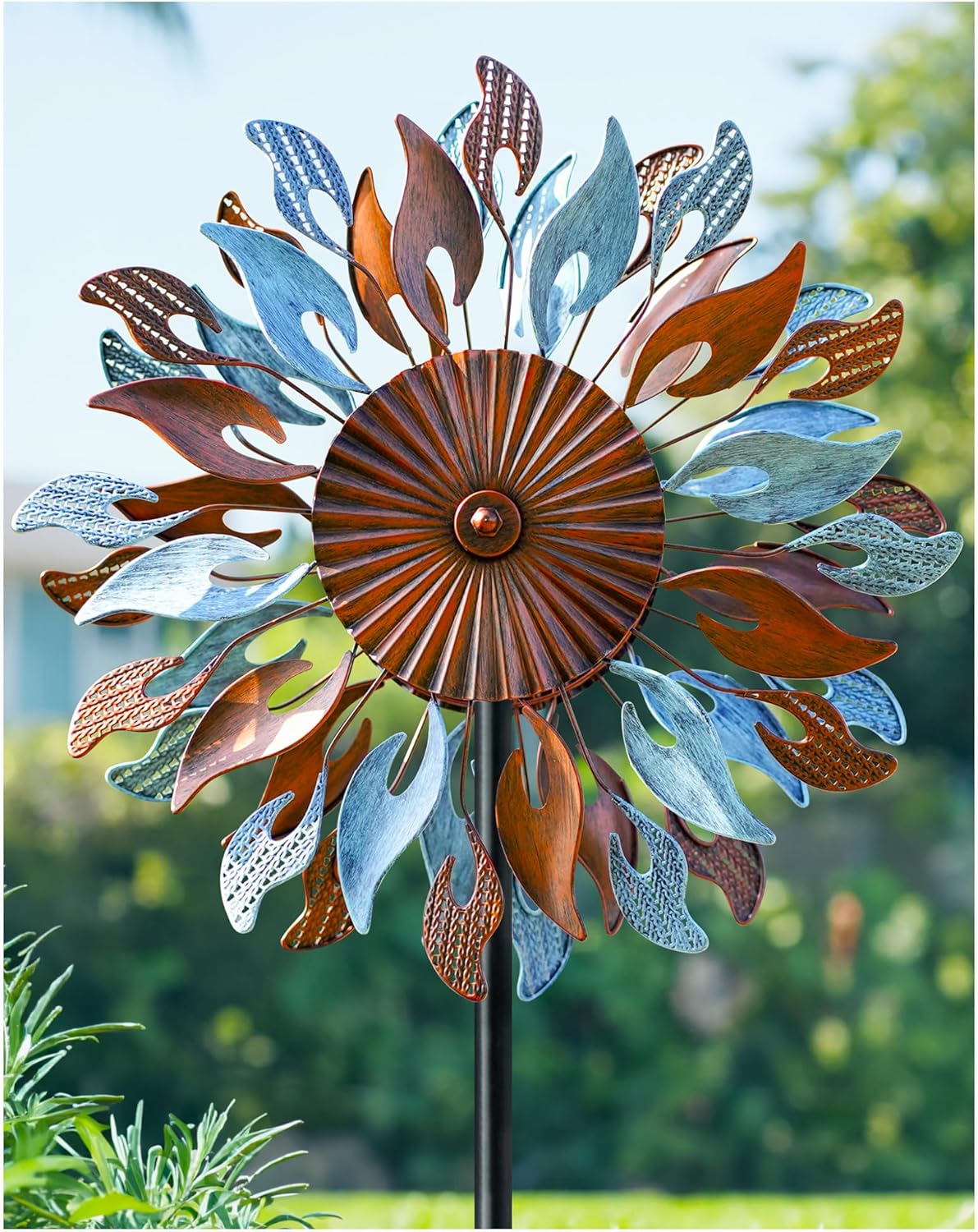 Wind Spinners Yard Garden - Large Wind Sculptures & Spinners with Stake, Kinetic Metal Windmill