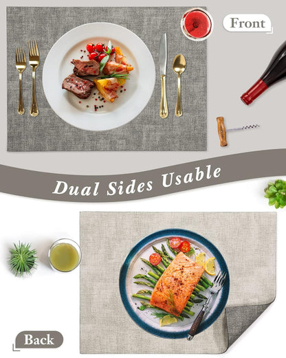 SUEH DESIGN Leather Placemats Set of 6 Reversible Table Mats Heat Resistant Waterproof No-Slip